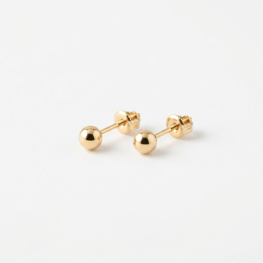 Aretes bolita de oro 18K