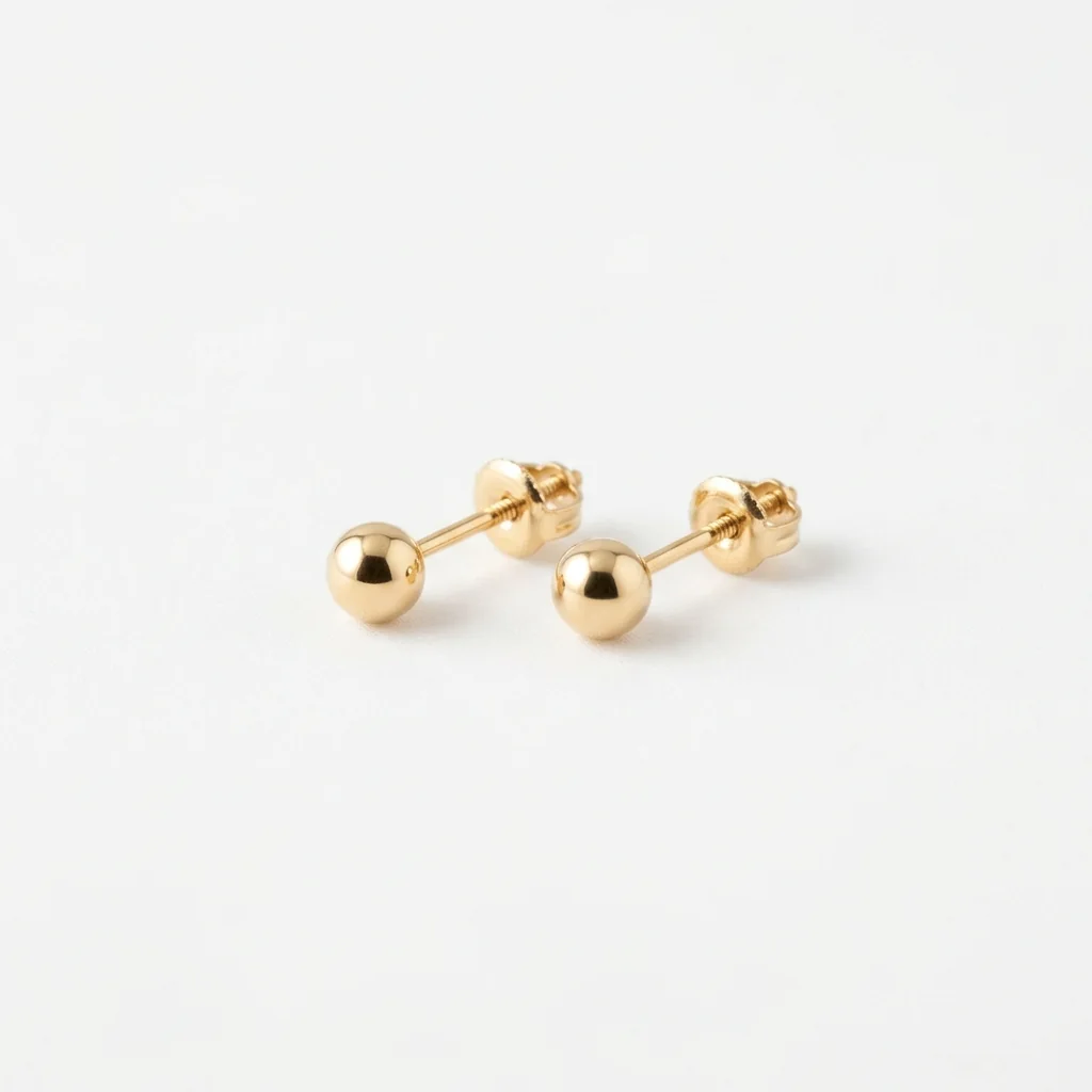 Aretes bolita de oro 18K